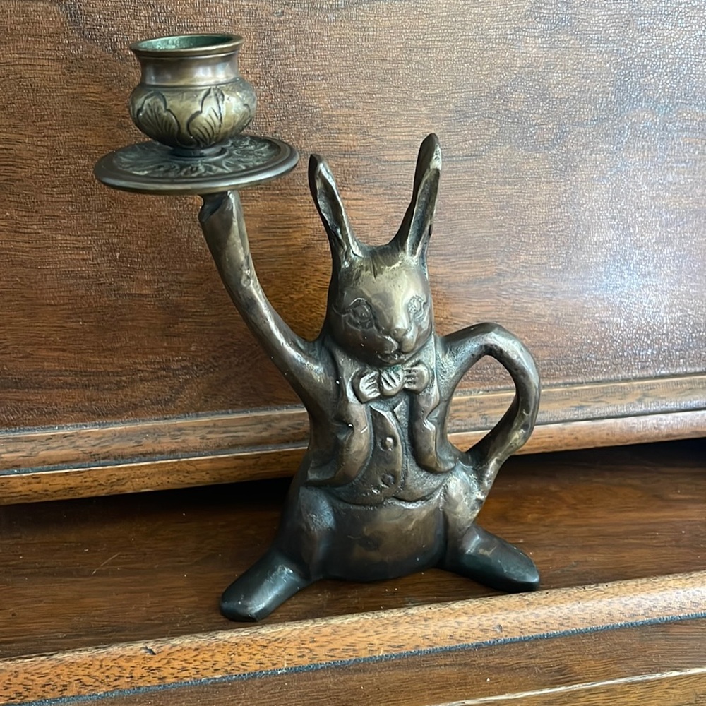 Brass rabbit candlestick 2